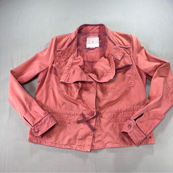 Hei Hei Anthropologie Utility Jacket Women’s Medium Pink Coral Cargo Jacket - Picture 10 of 11